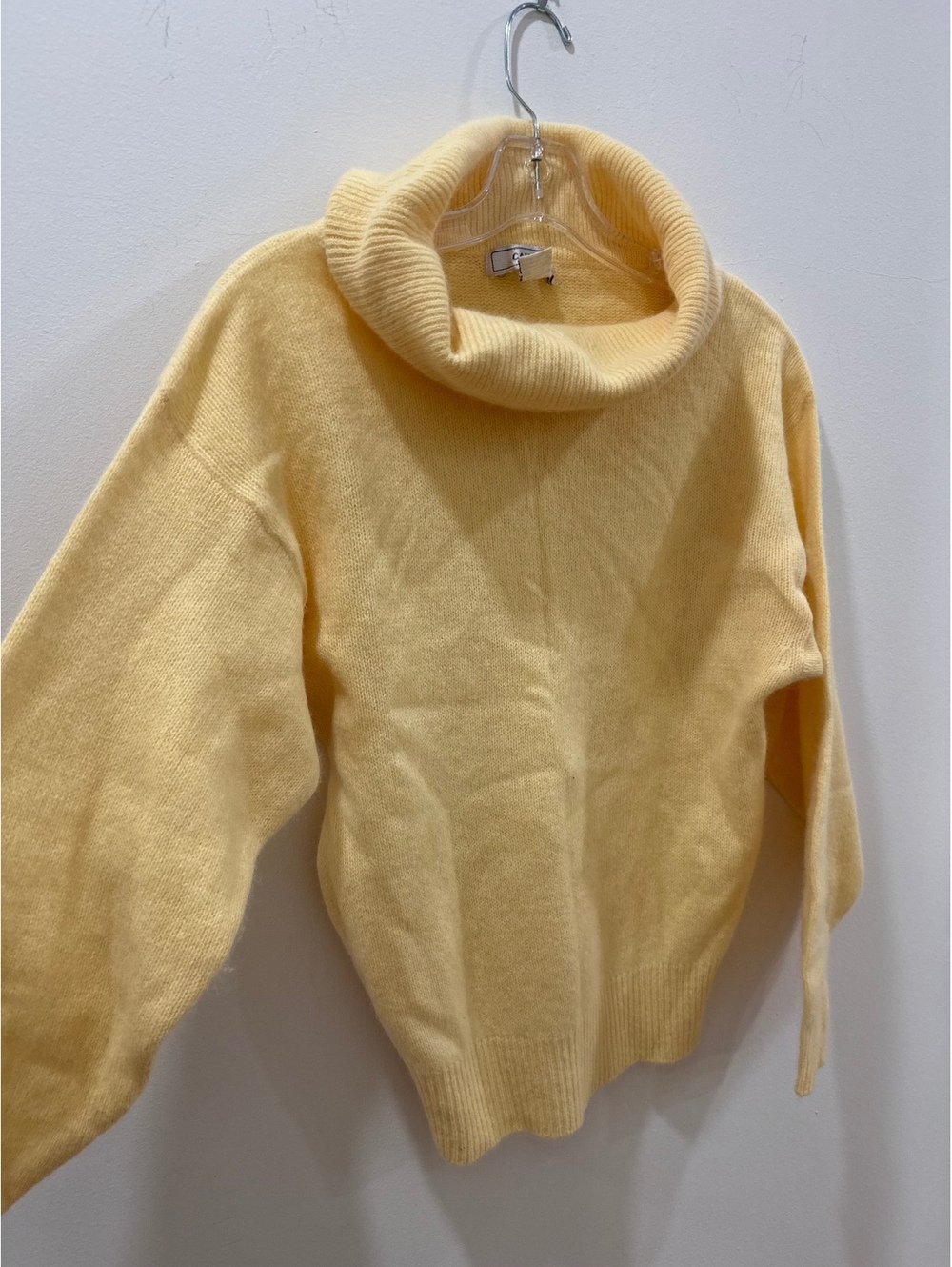 Yellow Turtleneck Angora and Lambs wool mix Sweater, Medium